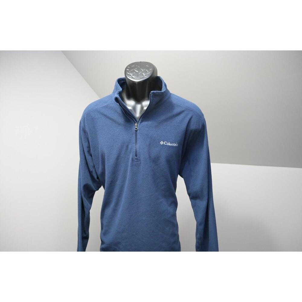 Columbia 1/4 Zip Fleece Jacket Hiking Camp Sweater Blue Mens Sz XL